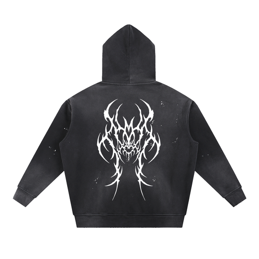 CULT HARDCORE- Unisex, Vintage Washed Frated Hoodie