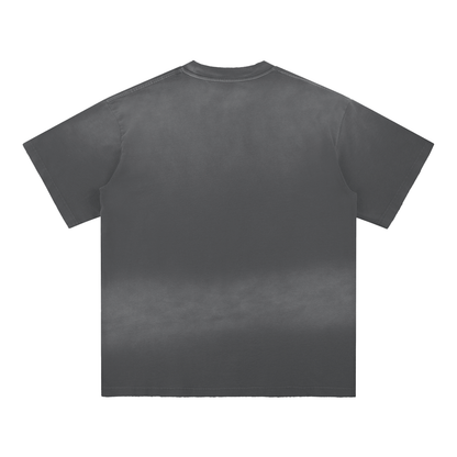 CULT ROCK ON- Sun Fade Hand-Frayed Cotton T-Shirt