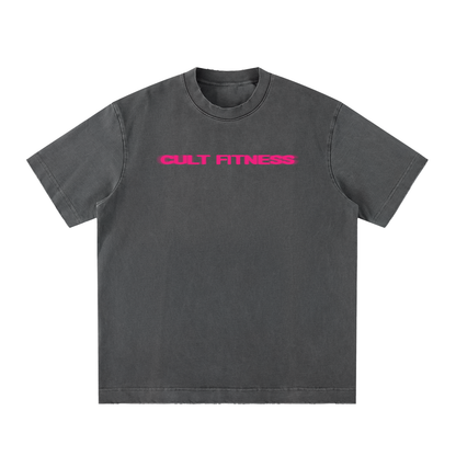 CULT RUN CLUB- Unisex, Heavyweight Vintage Washed Frayed T-Shirt