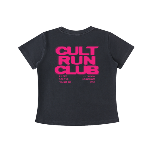 WOMEN'S CULT RUN CLUB- Vintage Wash Slim Fit T-shirt