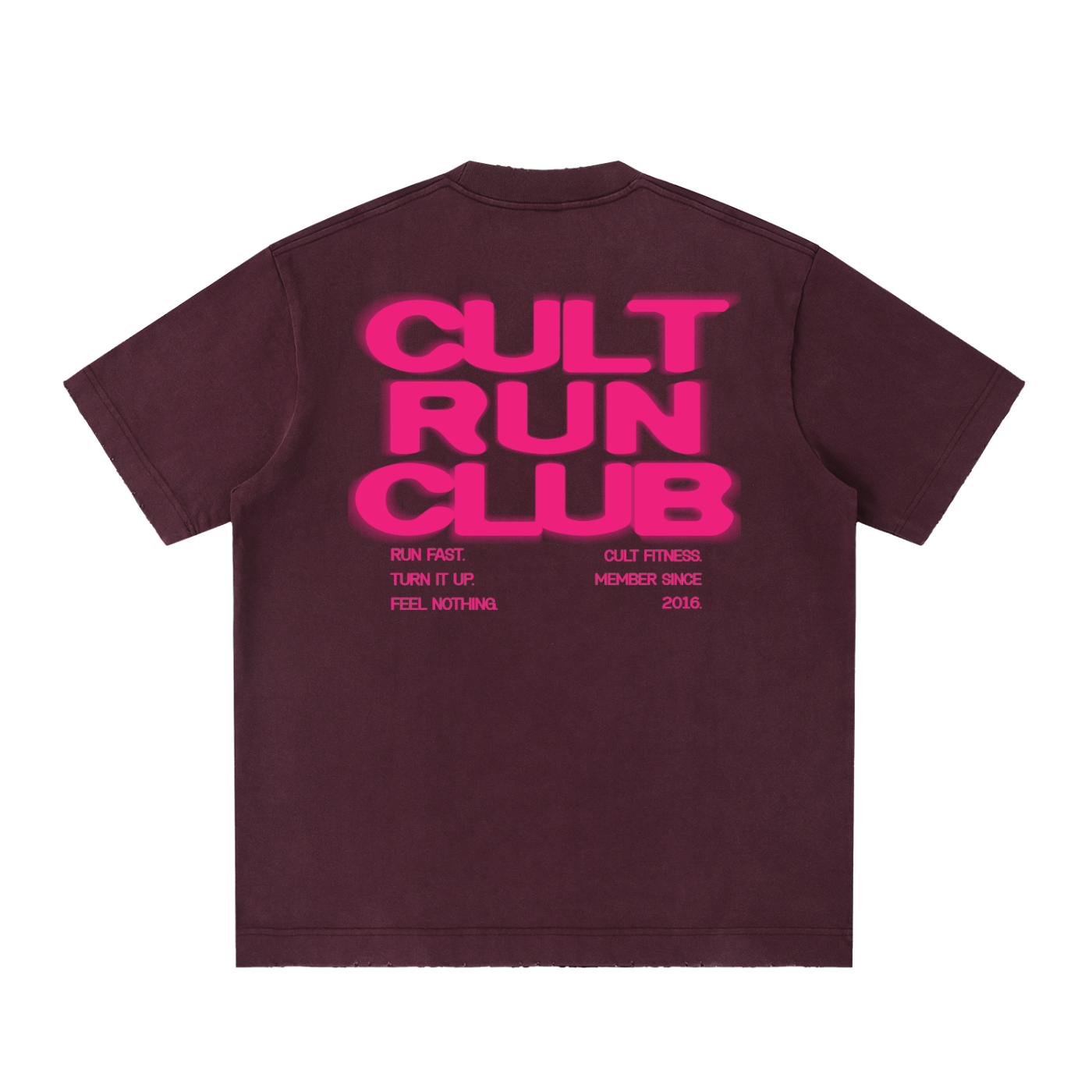 CULT RUN CLUB- Unisex, Heavyweight Vintage Washed Frayed T-Shirt
