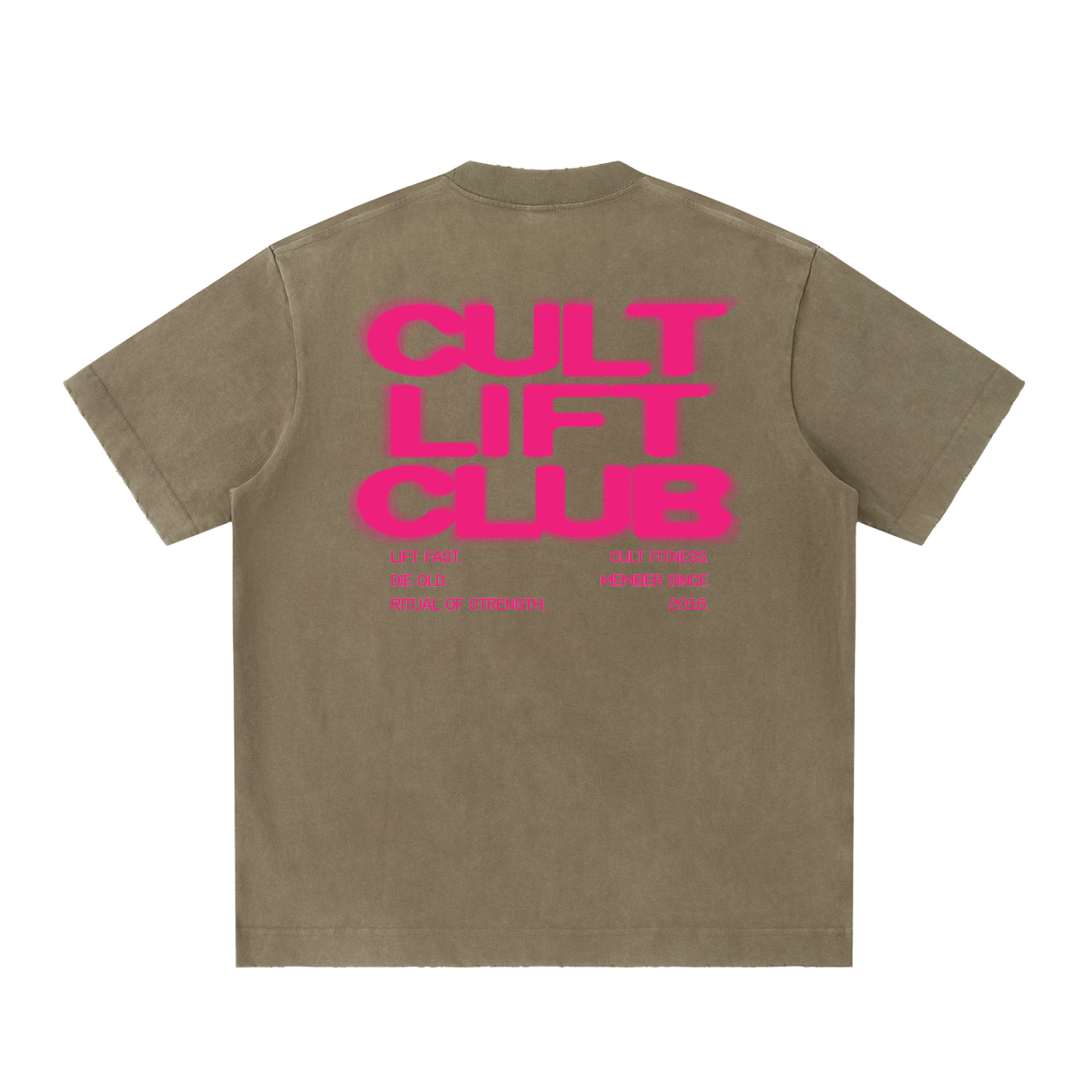 CULT LIFT CLUB- Unisex, Heavyweight Vintage Washed Frayed T-Shirt