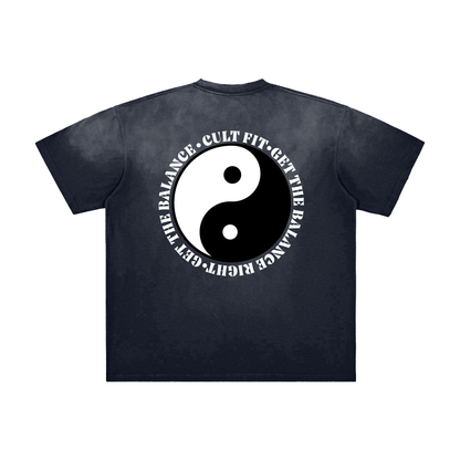 CULT BALANCE- Vintage Washed Frayed T-Shirt