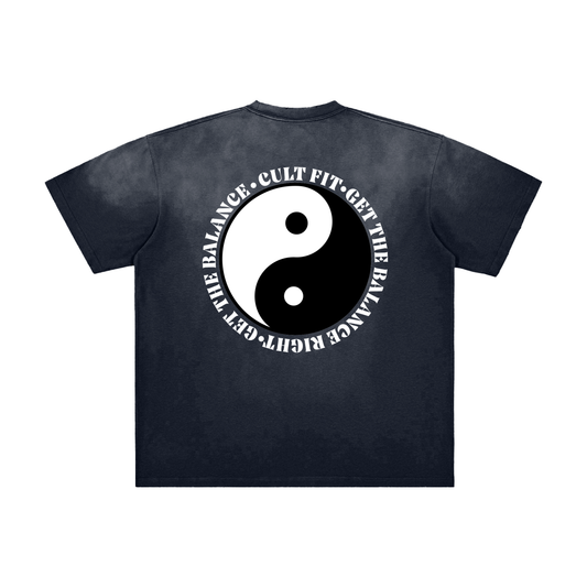 CULT BALANCE- Vintage Washed Frayed T-Shirt