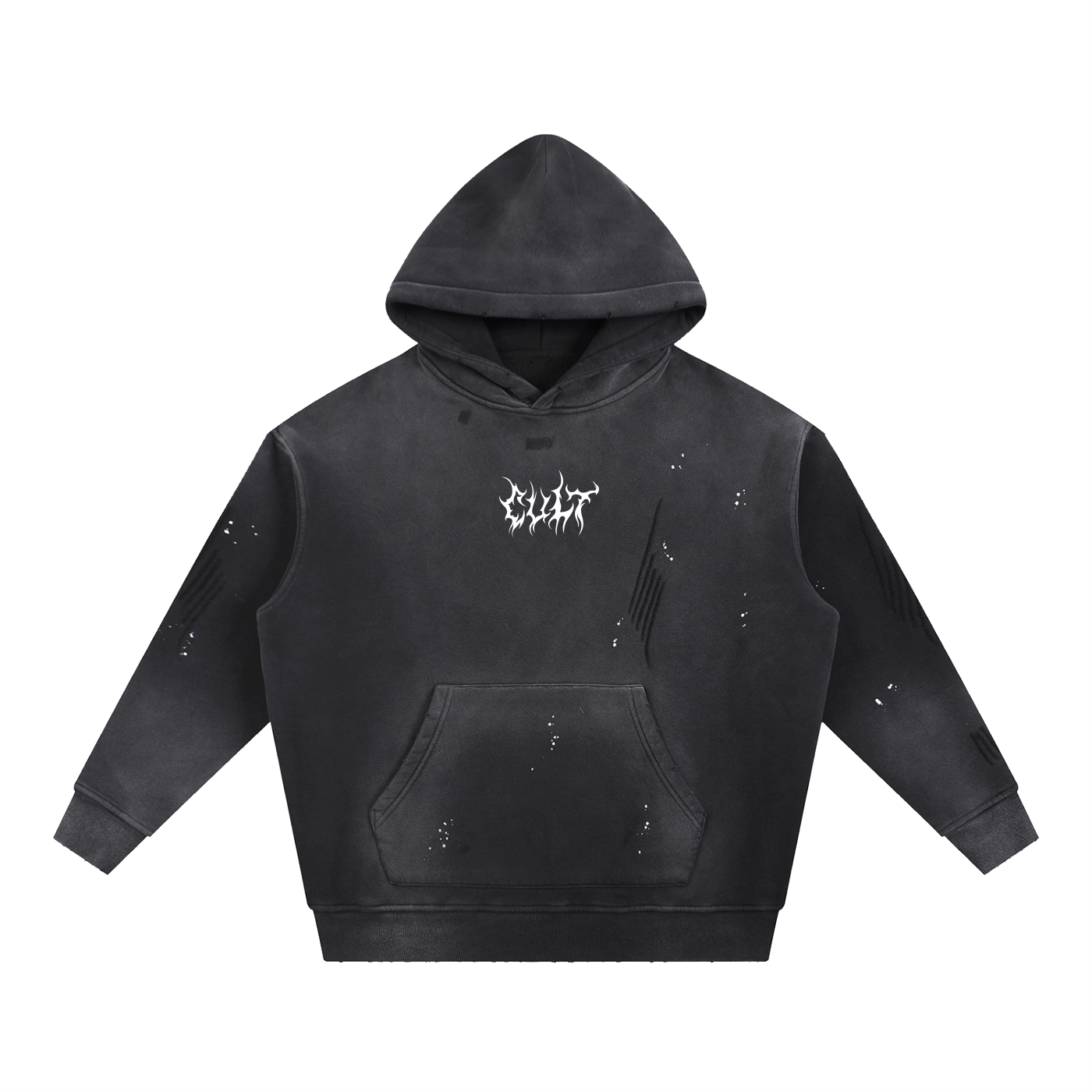 CULT HARDCORE- Unisex, Vintage Washed Frated Hoodie