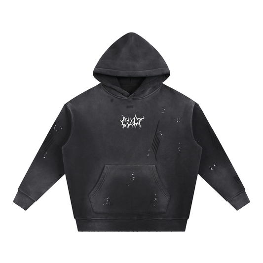 CULT HARDCORE- Unisex, Vintage Washed Frated Hoodie