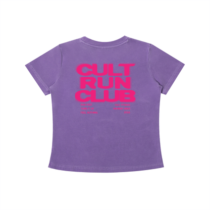 WOMEN'S CULT RUN CLUB- Vintage Wash Slim Fit T-shirt
