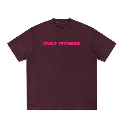 CULT RUN CLUB- Unisex, Heavyweight Vintage Washed Frayed T-Shirt