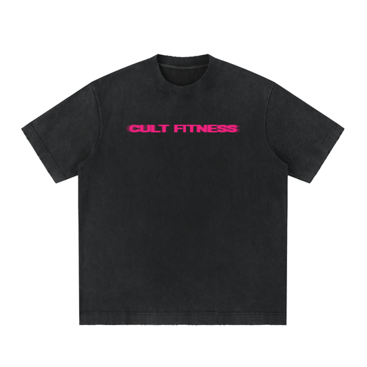 CULT RUN CLUB- Unisex, Heavyweight Vintage Washed Frayed T-Shirt