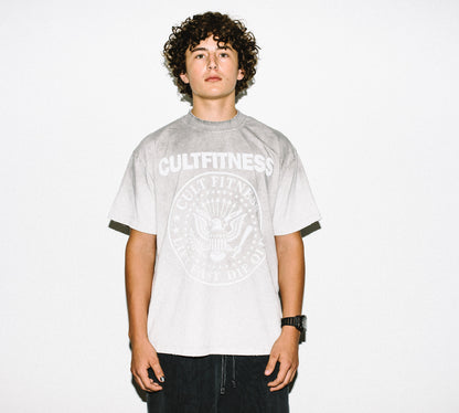 CULT HEY HO Unisex Vintage Washed Frayed T Shirt from Cult Fitness Collective