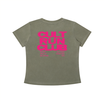 WOMEN'S CULT RUN CLUB- Vintage Wash Slim Fit T-shirt