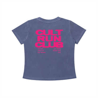 WOMEN'S CULT RUN CLUB- Vintage Wash Slim Fit T-shirt