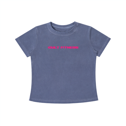 WOMEN'S CULT RUN CLUB- Vintage Wash Slim Fit T-shirt