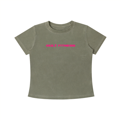 WOMEN'S CULT RUN CLUB- Vintage Wash Slim Fit T-shirt