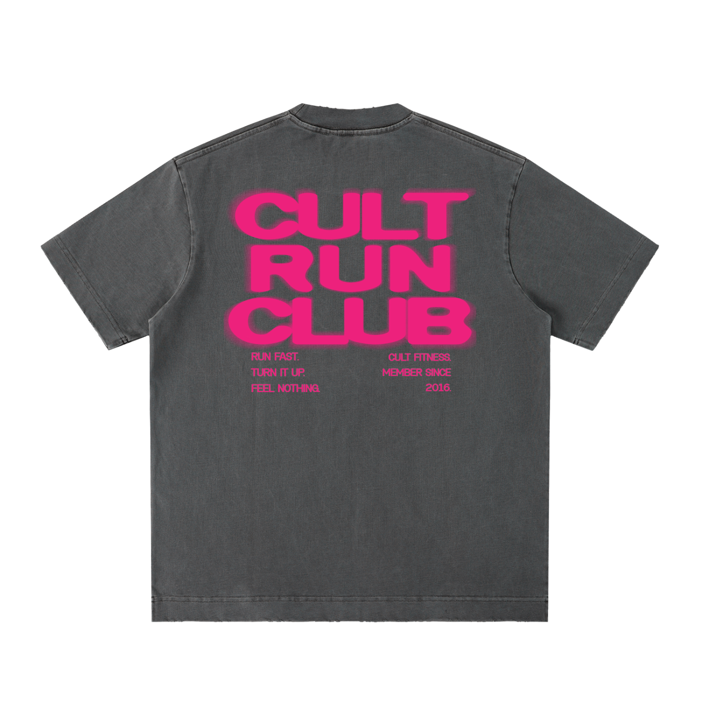 CULT RUN CLUB- Unisex, Heavyweight Vintage Washed Frayed T-Shirt