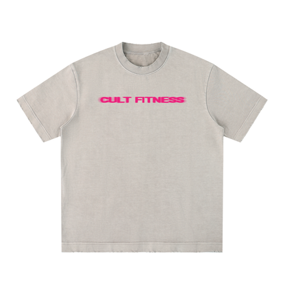 CULT RUN CLUB- Unisex, Heavyweight Vintage Washed Frayed T-Shirt