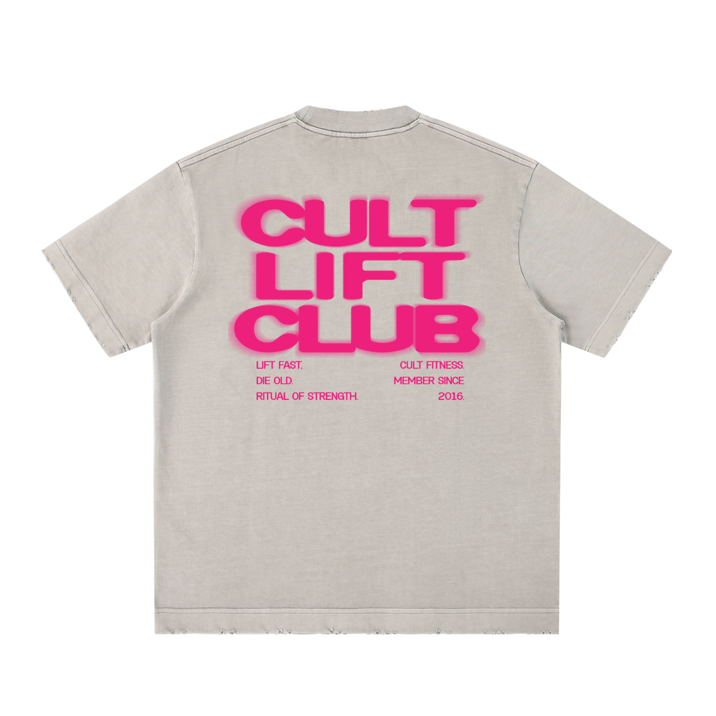 CULT LIFT CLUB- Unisex, Heavyweight Vintage Washed Frayed T-Shirt