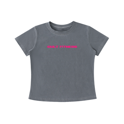 WOMEN'S CULT RUN CLUB- Vintage Wash Slim Fit T-shirt