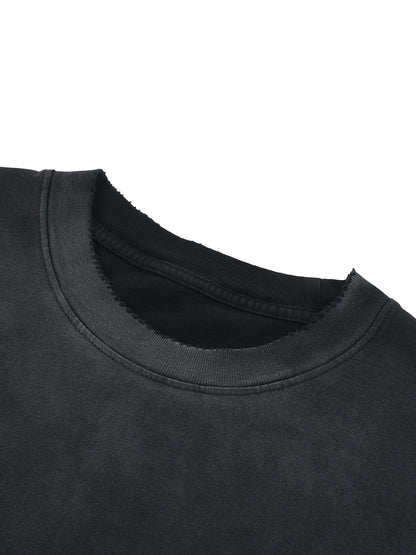 CULT ROCK ON- Sun Fade Hand-Frayed Cotton T-Shirt