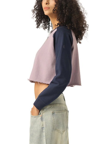 CULT TIGER- Women's Raw-Hem Raglan Crop Sweatshirt
