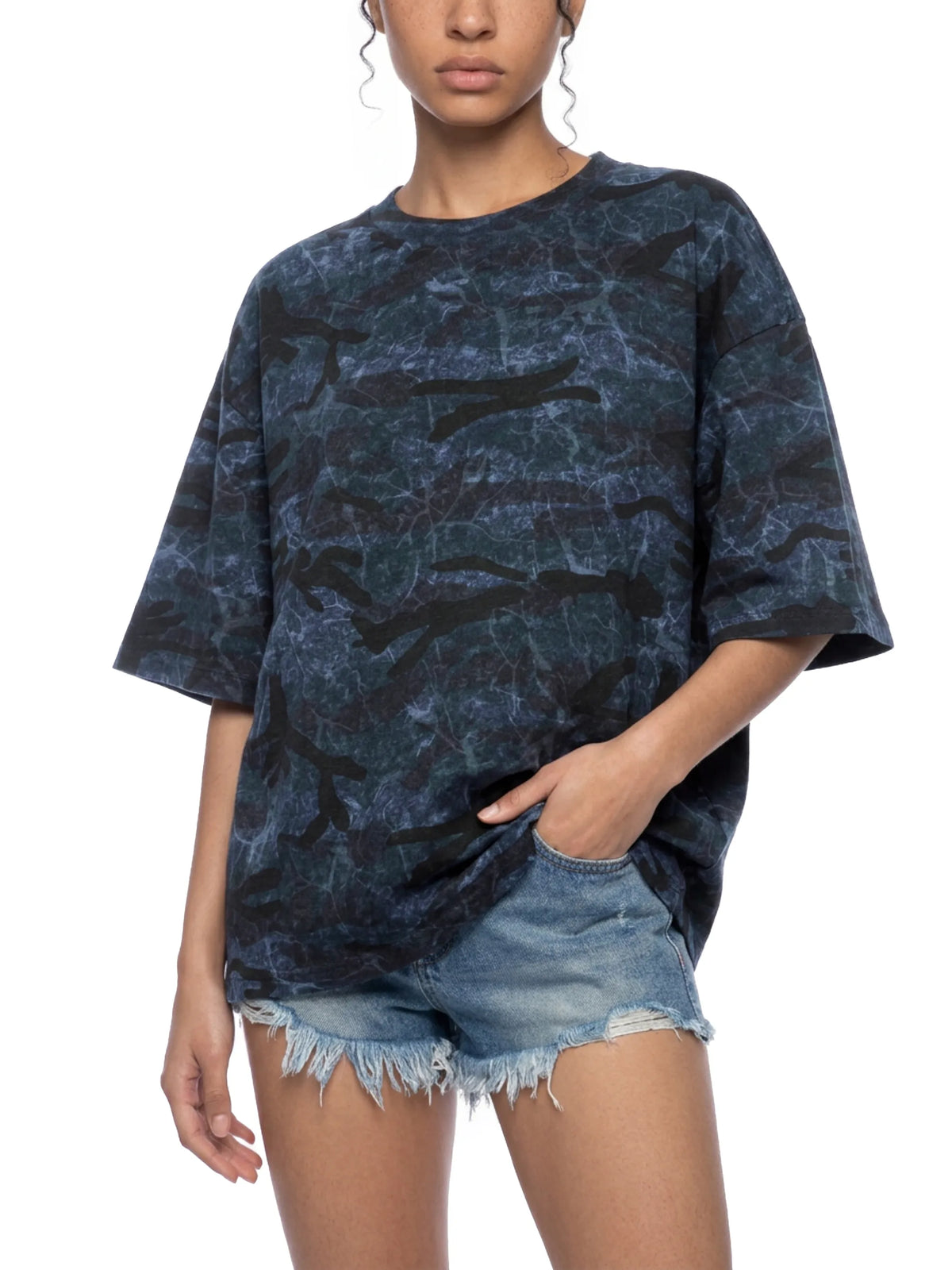 CULT LIFT CLUB- Unisex Boxy Camo Print T-Shirt