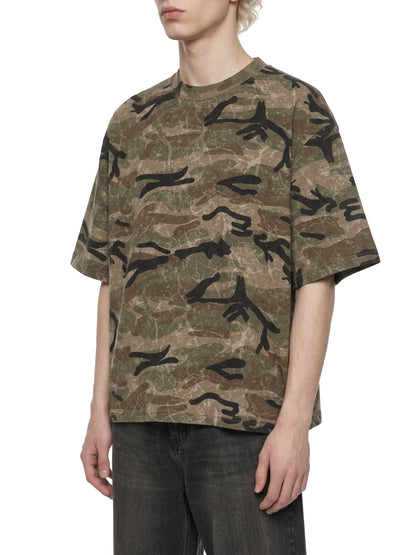 CULT LIFT CLUB- Unisex Boxy Camo Print T-Shirt